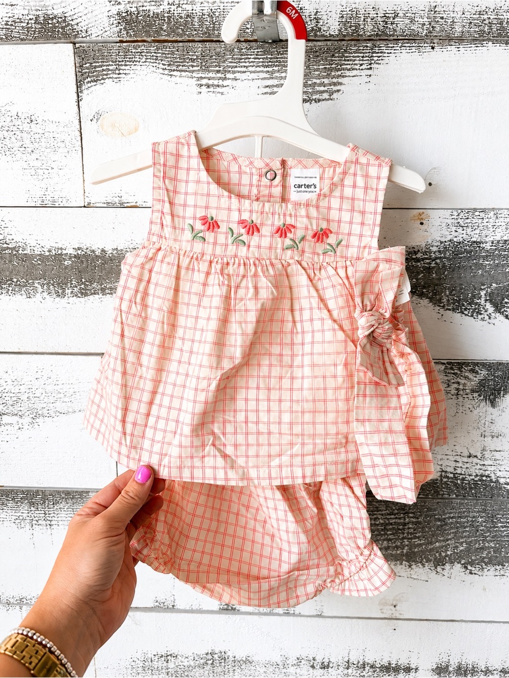 Carter's Pink Gingham Two-Piece Top and Bloomer Set
